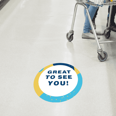 Great to See You Aqua Set Business Reopening Floor Decal - alternate view
