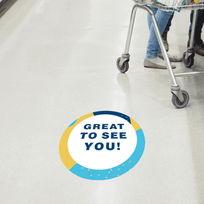 Great to See You Aqua Set Business Reopening Floor Decal - alternate view