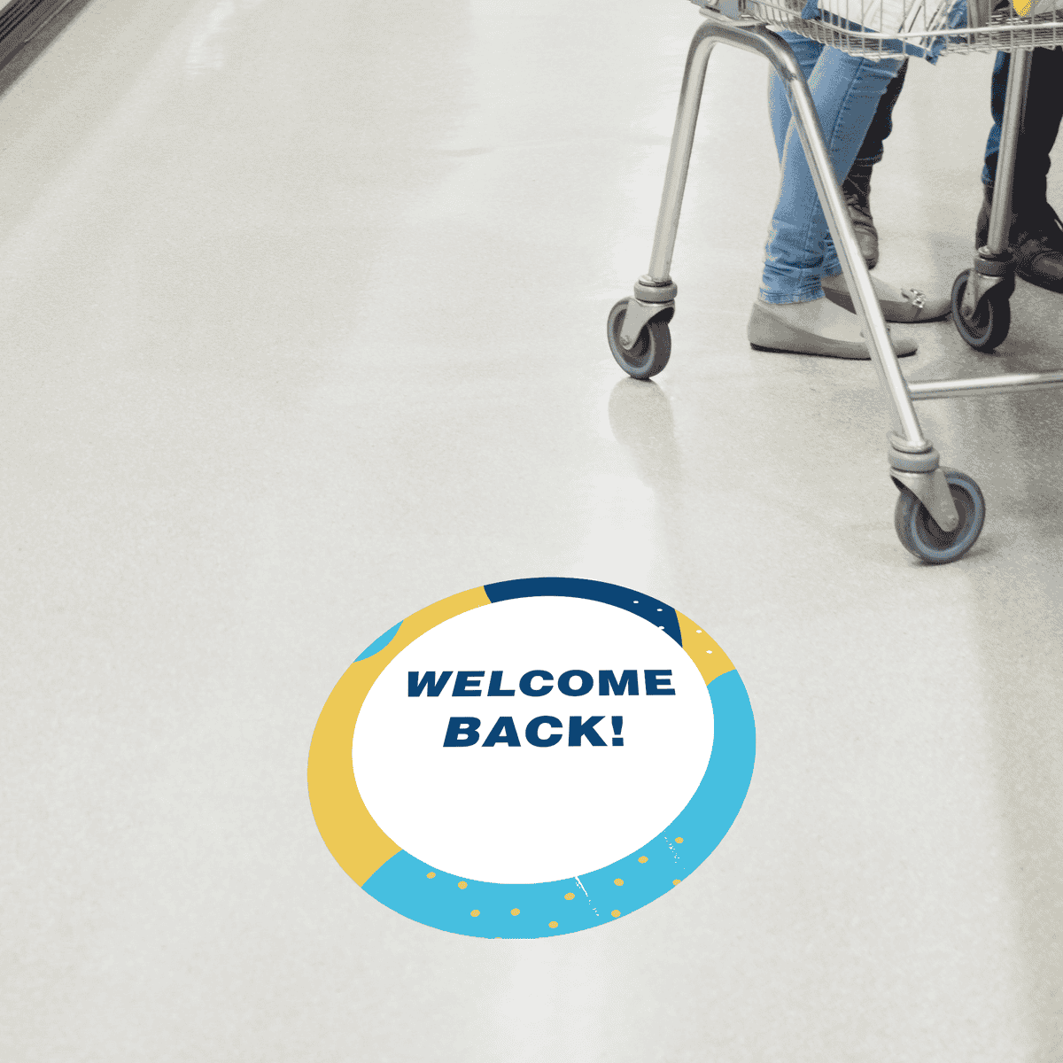 Welcome Back Aqua Set Business Reopening Floor Decal