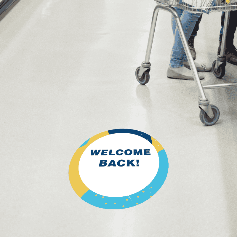 Welcome Back Aqua Set Business Reopening Floor Decal