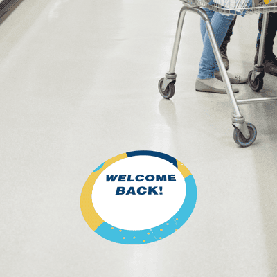 Welcome Back Aqua Set Business Reopening Floor Decal - alternate view
