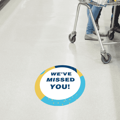 We've Missed You Aqua Set Business Reopening Floor Decal - alternate view