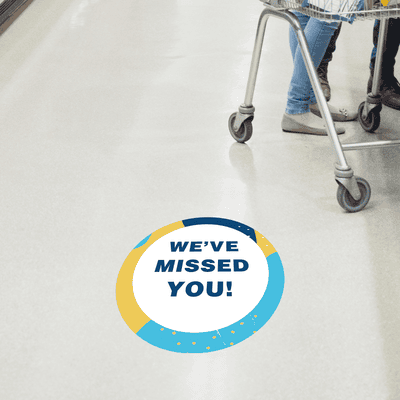 We've Missed You Aqua Set Business Reopening Floor Decal - alternate view
