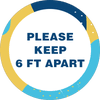 Please Keep 6 Feet Apart Aqua Set Business Reopening Floor Decal