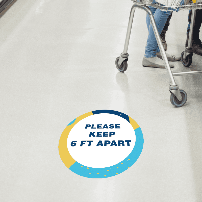 Please Keep 6 Feet Apart Aqua Set Business Reopening Floor Decal