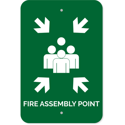 Fire Assembly Point Aluminum Sign | 18" x 12"