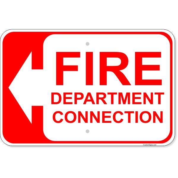 Fire Department Connection Arrow Left 12" x 18" Aluminum Sign