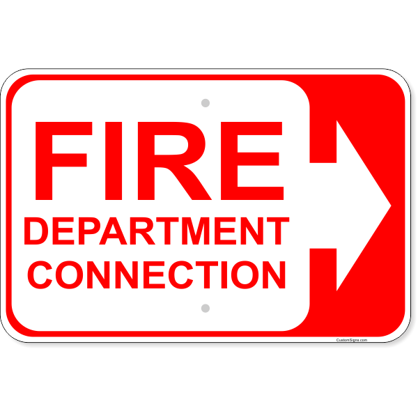 Fire Department Connection Arrow Right 12" x 18" Aluminum Sign