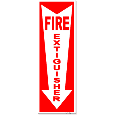 Fire Extinguisher Down Arrow Full Color Decal | 12" x 4"