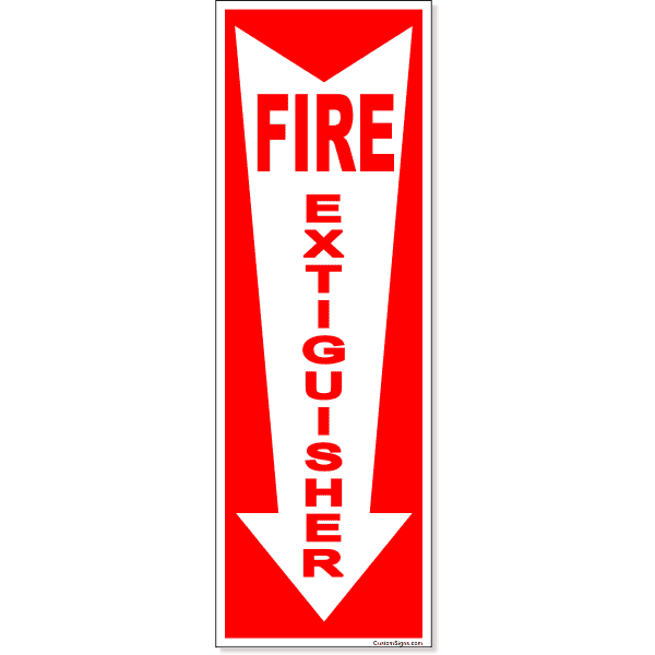 12" x 4" Fire Extinguisher Down Arrow Full Color Decal