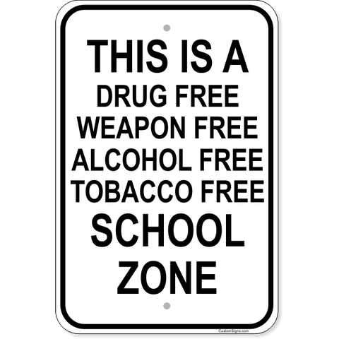 Firearm School Zone 18" x 12" Aluminum Sign 