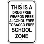 Firearm School Zone 18" x 12" Aluminum Sign