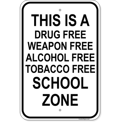 Firearm School Zone Aluminum Sign | 18" x 12"