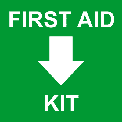 First Aid Kit with Bottom Arrow Engraved Sign