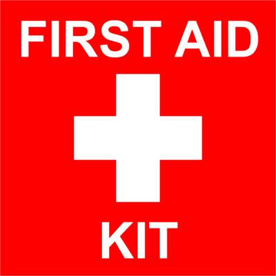 First Aid Kit with Medical Symbol Engraved Sign