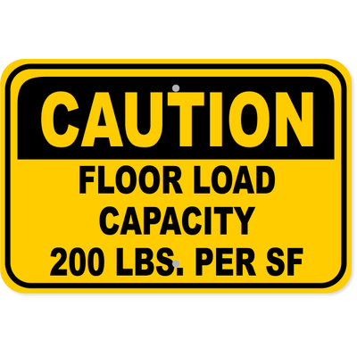 Floor Load Capacity Custom Square Foot Caution Aluminum Sign | 12" x 18"