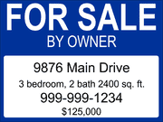 For Sale By Owner Yard Sign