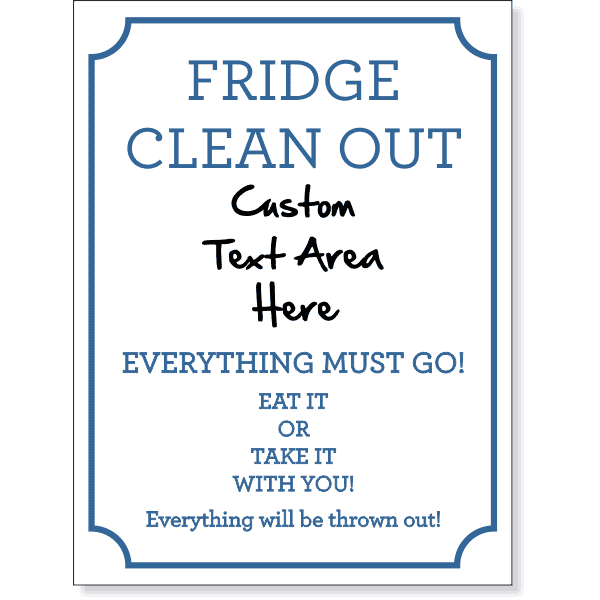 Fridge Clean Out 8" x 6" Dry Erase Sign
