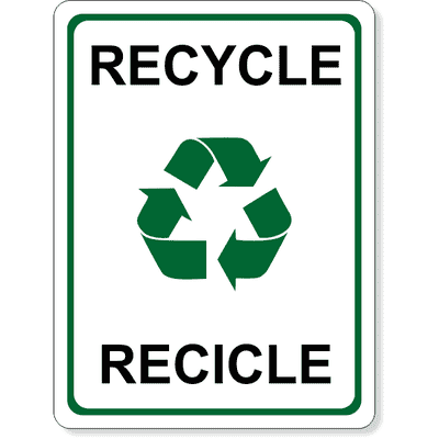 Full Color Bilingual Recycle Sign | 8" x 6"