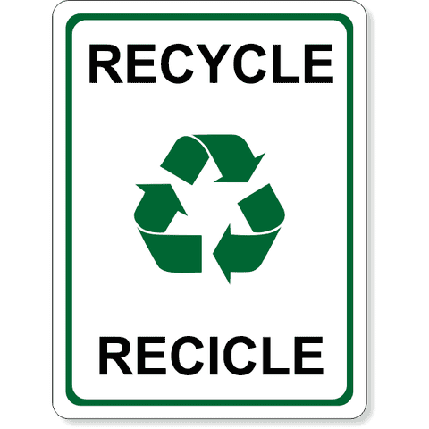Full Color Bilingual 8" x 6" Recycle Sign