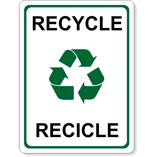 Full Color Bilingual Recycle Sign | 8" x 6"