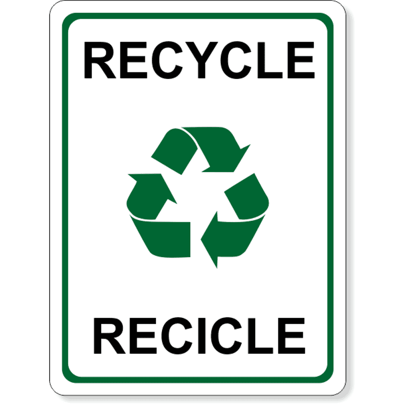 Full Color Bilingual Recycle Sign | 8" x 6"
