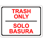 Full Color Bilingual 6" x 8" Trash Only Sign