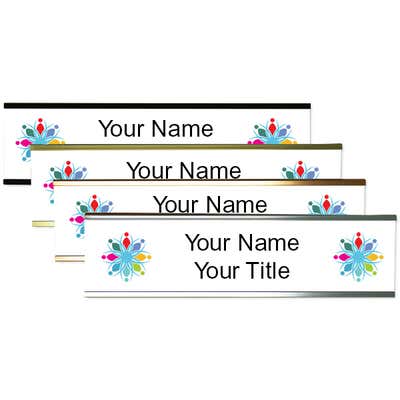 Full Color Desk Plate with Double Logo and Aluminum Holder
