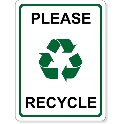 Full Color Please Recycle Sign | 8" x 6"