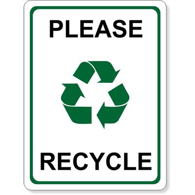 Full Color Please Recycle Sign | 8" x 6"