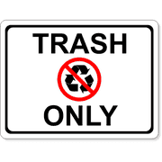 Full Color 6" x 8" Trash Only Sign