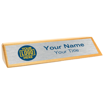 Genuine Red Alder Desk Wedge with Full Color Name Plate