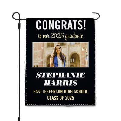 Graduation Elegant Garden Flag pole on left