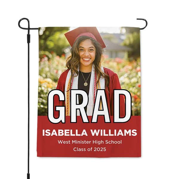 Graduation Block Lettering Garden Flag
