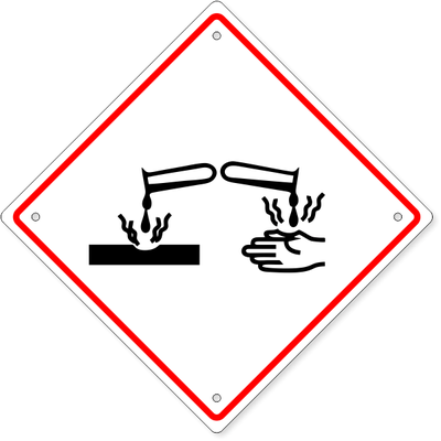 GHS Acid Corrosion Hazard Plastic Sign | 10" x 10"
