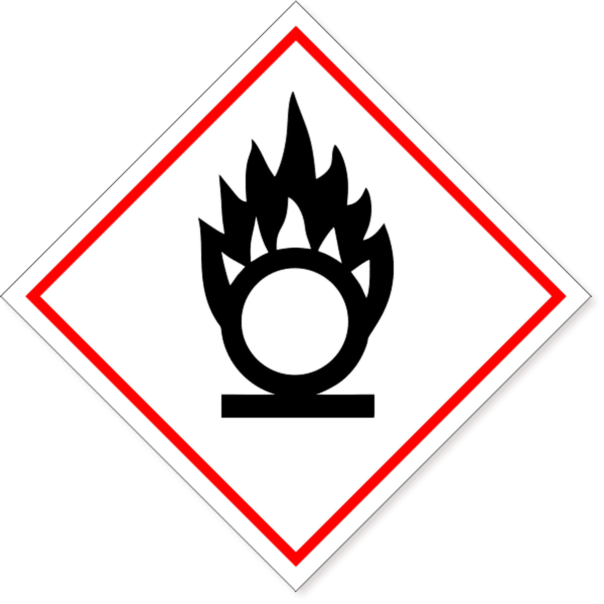 GHS Oxidizing Flame Over Circle Decal | 6" x 6"
