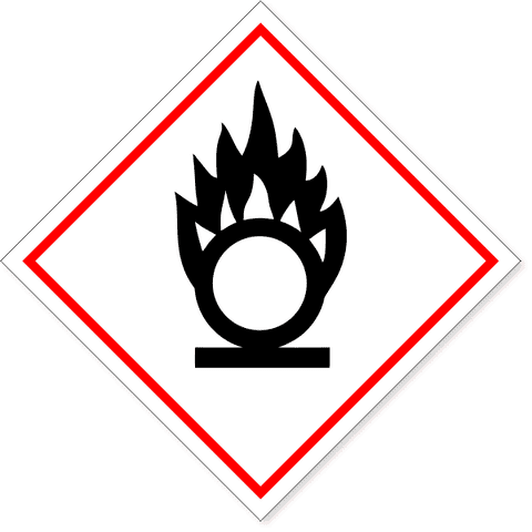 6" x 6" GHS Oxidizing Flame Over Circle Decal