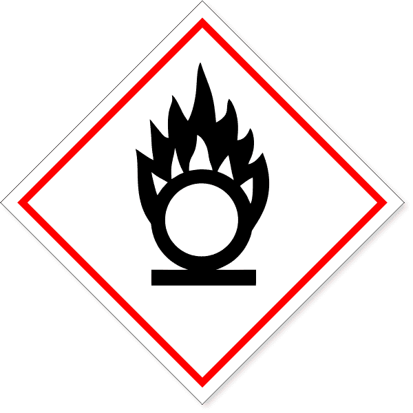 6" x 6" GHS Oxidizing Flame Over Circle Decal