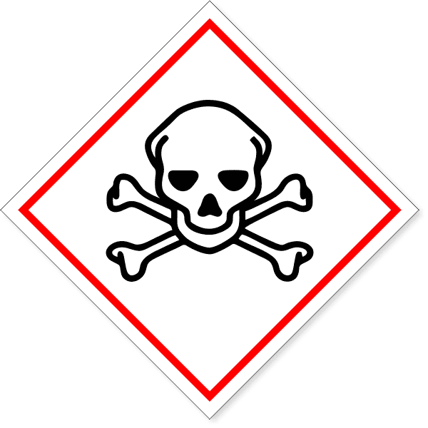 6" x 6" GHS Toxic Skull & Crossbones Hazard Decal