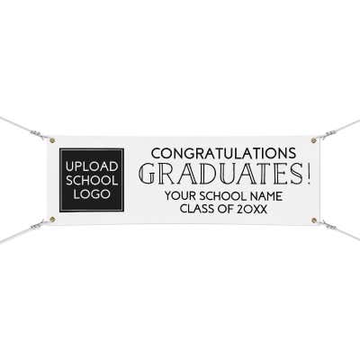 School Logo Congratulations 2' x 6'  Custom Graduation Banner - alternate view
