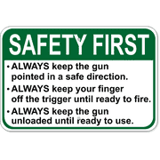 Gun Safety First 12" x 18" Aluminum Sign 