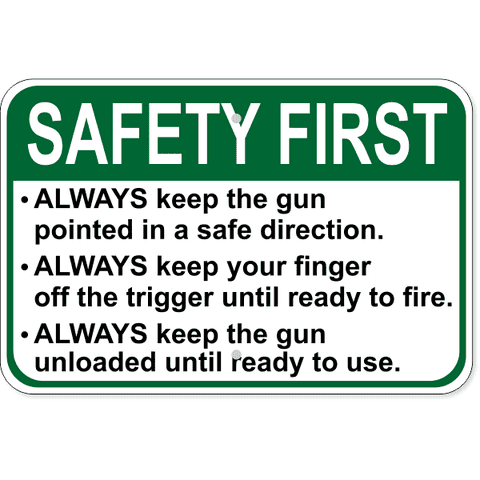 Gun Safety First 12" x 18" Aluminum Sign