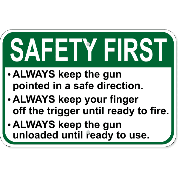 Gun Safety First 12" x 18" Aluminum Sign