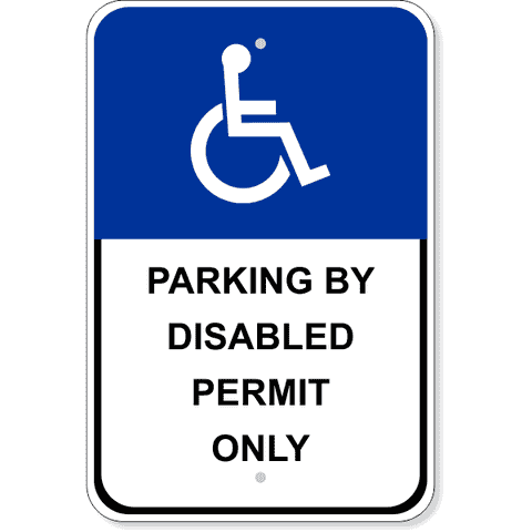 Handicap Permit Only 18" x 12" Aluminum Sign