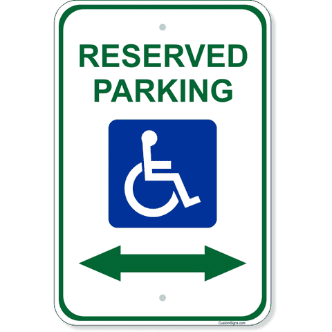 Handicap Reserved Arrow 18" x 12" Aluminum Sign