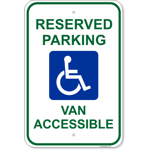 Handicap Van Accessible 18" x 12" Aluminum Sign