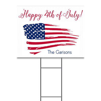 Happy 4th of July Yard Sign with Flag