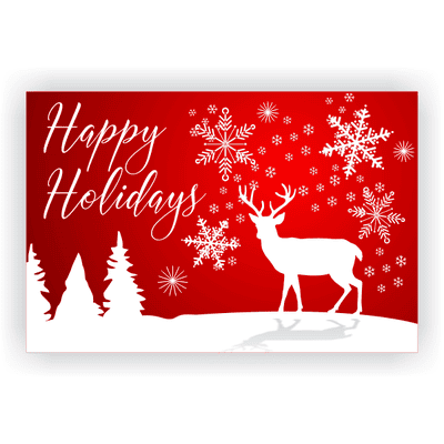 Happy Holidays White Reindeer Banner | 2' x 3'