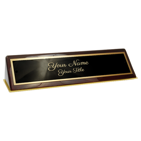 Rosewood Piano Script Font 2" x 10" Desk Name Plate