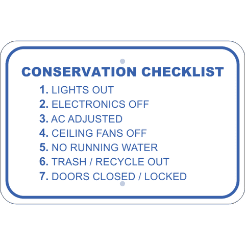 Horizontal Conserve Before Leaving Checklist Sign